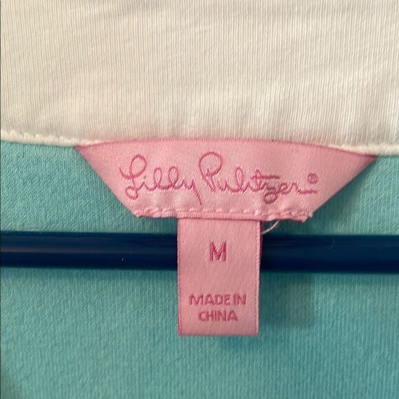 Lilly Pulitzer Turquoise and White V-Neck Terry Dress - Picture 2 of 6